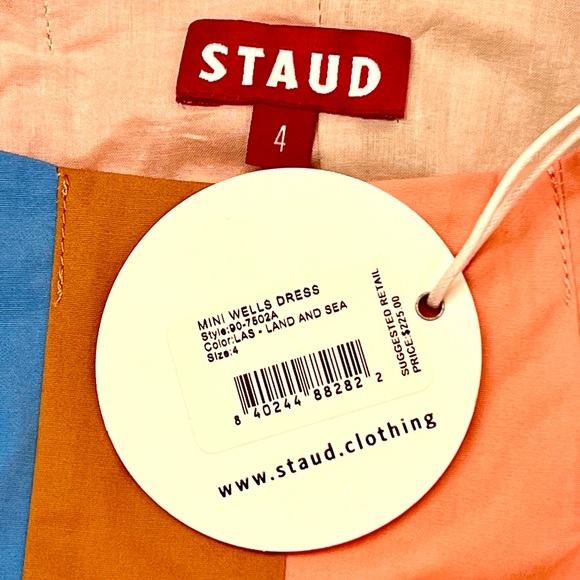 🌺🎉HP🎉🌺 NWT Staud Wells Mini Dress Land And Sea - Picture 15 of 16